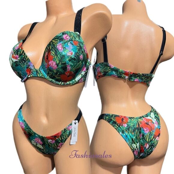 Victorias Secret Swim Set Shine Strap Sexy Tee Push Up Bikini Top & bottom - Picture 1 of 4